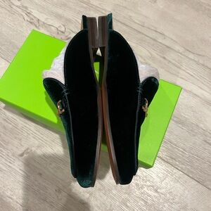 Sam Edelman Green Velvet Loafers with Gold Detail